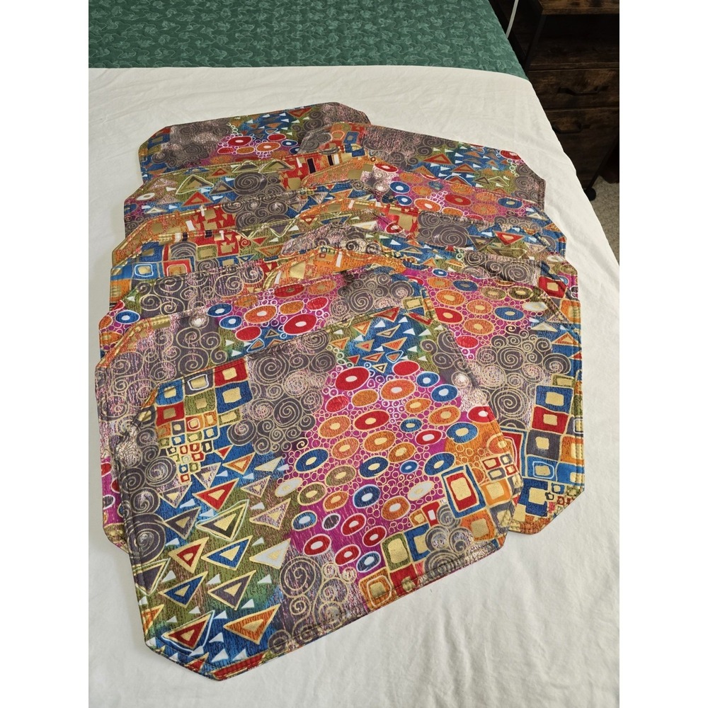 12‎ Placemats With Geometric Shapes Muultiple Colors 17x12.5  Groovy Cool /0409